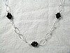 Jet Crystal Clusters on Silver Chain Necklace
