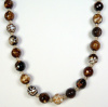 Brown Snowflake Agate and Crystal Long Necklace