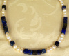 Lapis Cubes and Pearl Necklace