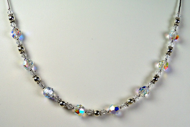 NEW! Swarovski Aurora Borealis and Sterling Necklace