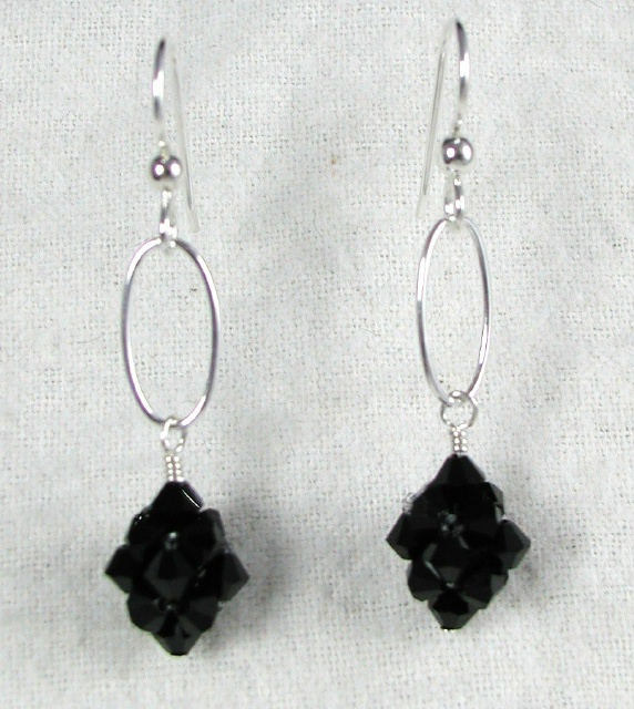 Jet Crystal Cluster Earrings