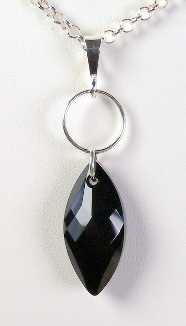 NEW! Jet Swarovski on a Silver Hoop Pendant