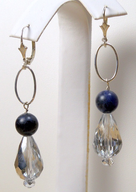 NEW! Sodalite and Crystal Earring