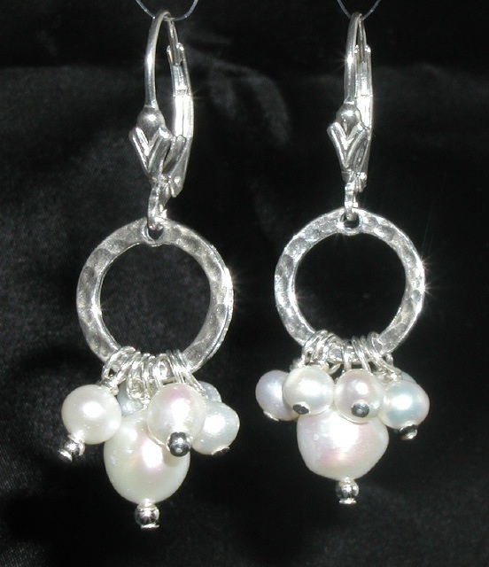 White Pearl Cluster Earrings