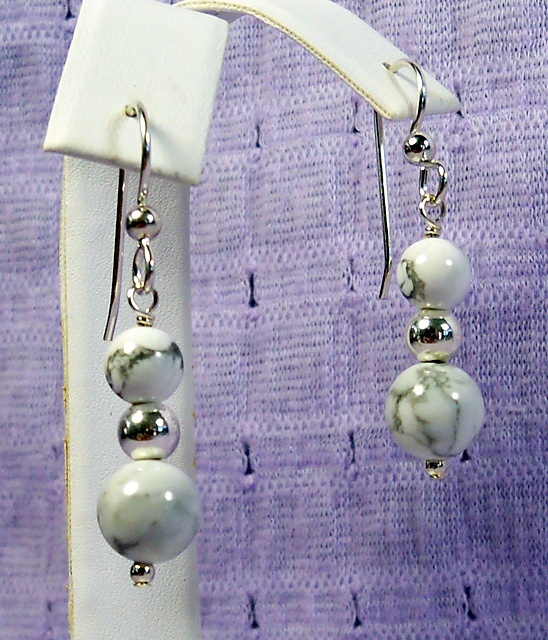 NEW! Howlite and Sterling Earrings
