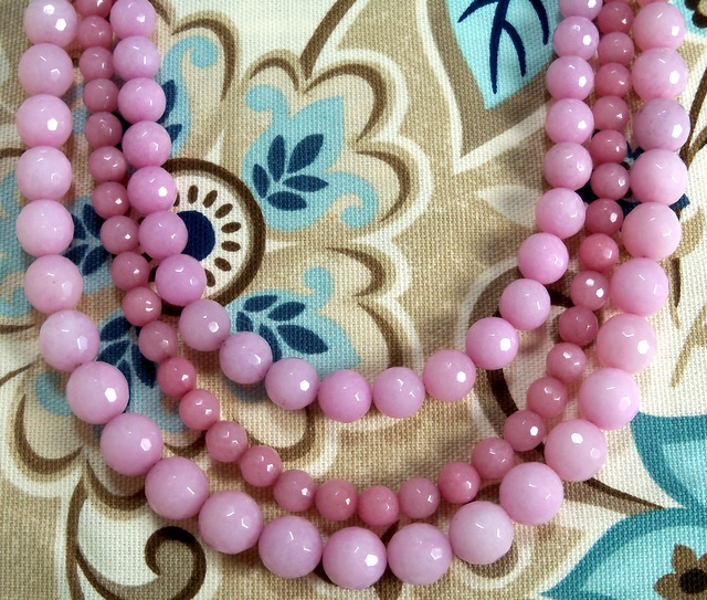 NEW! Pink Jade Triple Strand Necklace