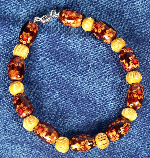 Floral Wood Bracelet