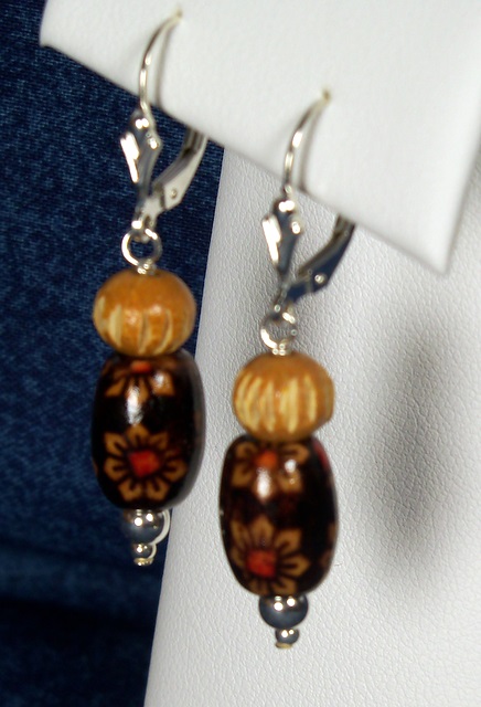 Floral Wood Earrings