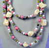 NEW!  62" Mother of Pearl Nuggets with Mixed Stones Necklace