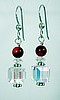 Red Coral and Swarovski Crystal Cube Earrings