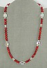 Red Coral and Swarovski Crystal Cube Necklace
