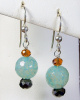 NEW! Antique Blue Agate and Chinese Crystal Earrings
