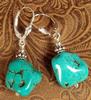 Turquoise Nugget and Bali Silver Earrings